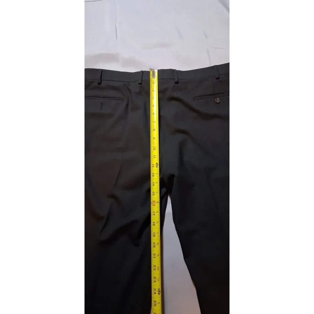 Chaps Mens Two-Piece Suit Black 46R Blazer Jacket 40x30 Pants Formal 52% Wool